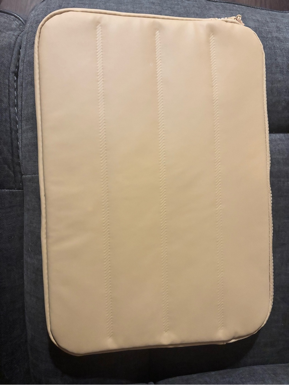 Beige Padded Laptop Sleeve Case 15x10”